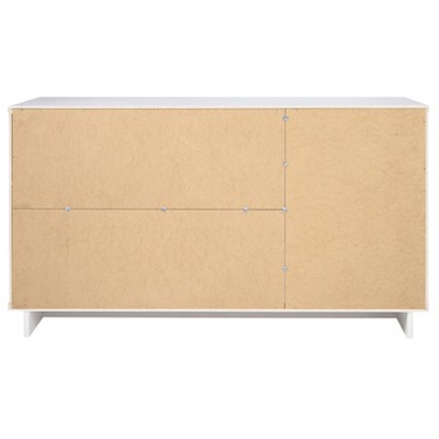 Granville 55" White Modern Buffet Sideboard with Ribbed Drawers
