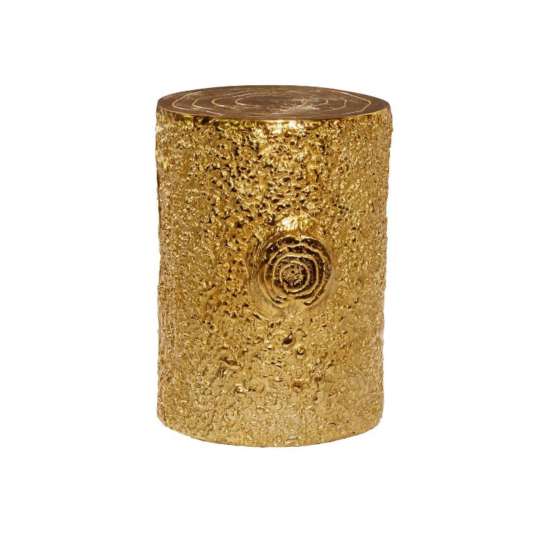 Contemporary Metal Wood Stump Stool Gold - Olivia &#38; May, 3 of 8