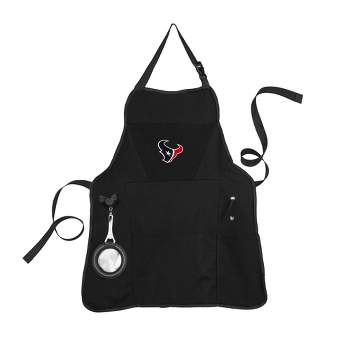 Evergreen Houston Texans Black Grill Apron- 26 x 30 Inches Durable Cotton with Tool Pockets and Beverage Holder