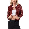 Anna-Kaci Women's Sequin Bomber Jacket with Ribbed Trim and Front Zipper Closure - 3 of 4