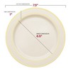 Smarty Had A Party 7.5" Ivory w/ Gold Plastic Appetizer/Salad Plates - 120 pcs - 3 of 4