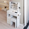 Vanity Table with 2 AC+2 USB Power Station, Hair Dryer Bracket and Brightness Adjust Touch Control Sliding LED Mirror - 4 of 4