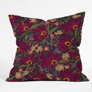 Maroon Floral Throw Pillow - Deny Designs