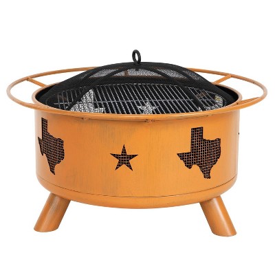 30" Wood Burning Fire Pit with Cover  - Orange - Nuu Garden