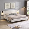 KWPZQEB Queen/King Size Chic Boucle Bed Frame with Integrated Lights, Modern Bed Frame with Upholstered Headboard & Shelves, No Box Spring Required - 4 of 4