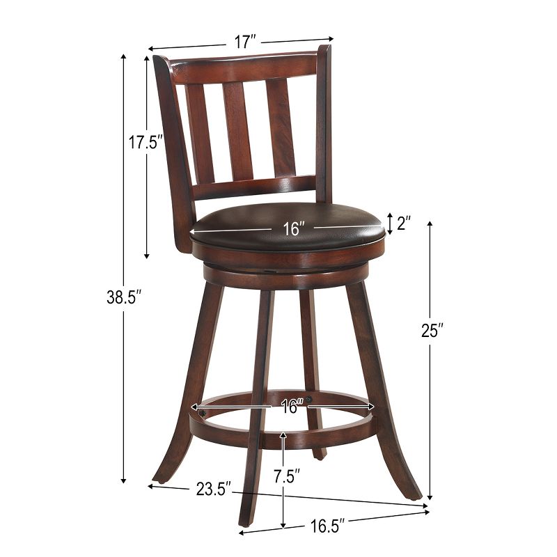Costway Set of 2 25'' Swivel Bar stool Leather Padded Dining Kitchen Pub Bistro Chair High Back, 2 of 11