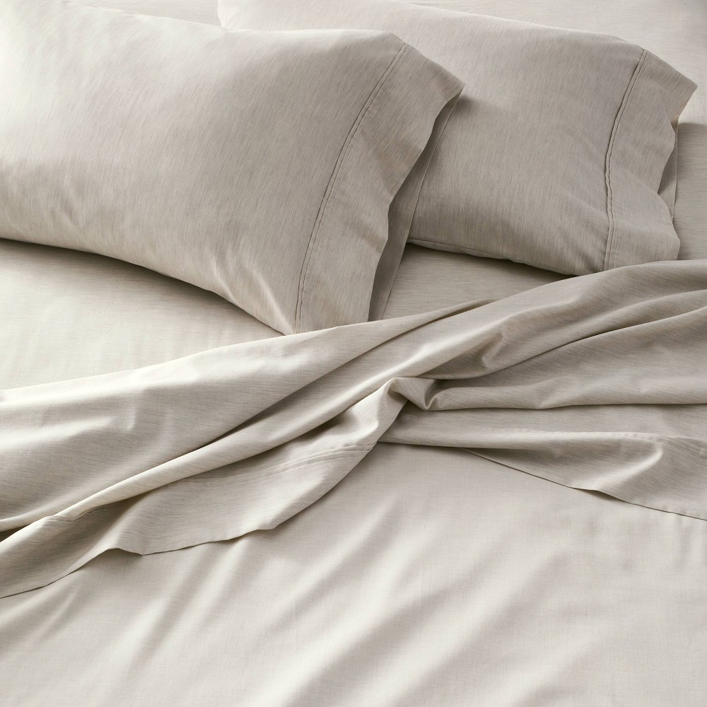 Photos - Bed Linen 4pc King Mélange Dyed Sheet Set Gray - Hearth & Hand™ with Magnolia