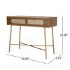 40" Mid Century Modern Console Table with Rattan Sliding Doors, Gold Metal Legs and Storage for Living Room or Hallway-Baofuwish - 4 of 4