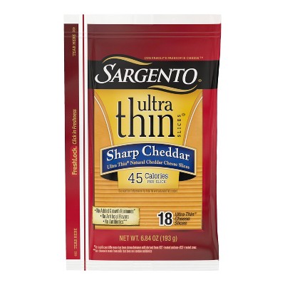 Sargento Ultra Thin Natural Sharp Cheddar Cheese Slices - 6.84oz/18ct slices