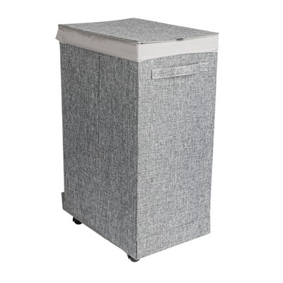 Narrow Collapsible Laundry Hamper with Liner and Lid
