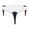 HomeRoots 36" White and Black Sintered Stone Faux Leather And Steel Triangle Coffee Table - 4 of 4
