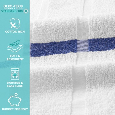 Admiral White and Blue Stripe Cotton/Poly Bath Towels Set