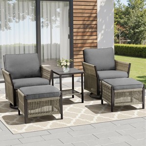 Buenhomino Outdoor Wicker Patio Conversation Furniture Set - 1 of 4