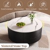 29.5" Modern Round Coffee Table with Storage Drawers and Hidden Casters, Sintered Stone Top Center Table for Living Room - Panipeachy - 3 of 4