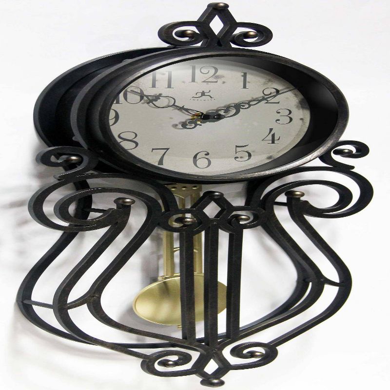 20&#34;x9&#34; Pendulum Wall Clock Heathered Black - Infinity Instruments, 5 of 8