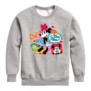 Boys' - Disney - Minnie Sticker Look Graphic Long Sleeve Fleece Sweatshirt - 1 of 4