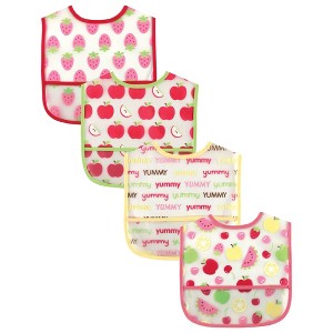 Luvable Friends Baby Girl Waterproof PEVA Bibs 4pk, Pink, One Size - 1 of 1
