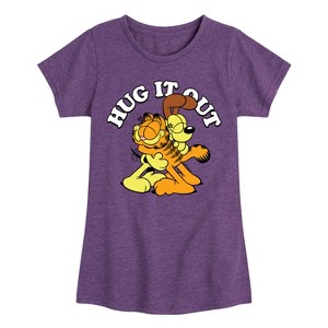 Girls' - Garfield - Hug It Out Fitted Short Sleeve Graphic T-Shirt - 1 of 4