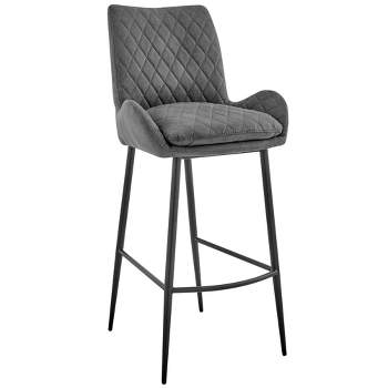 26" Panama Counter Height Barstool with Fabric Finish Black/Charcoal - Armen Living