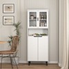 Tempered Glass Door Tall Storage Bookcase with adjustable board, 4 doors MDF painting finished cabinet, White, Living room Bedroom storage - 3 of 4