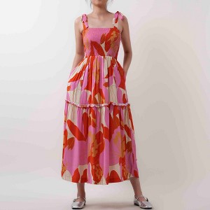 Breathable Rayon Midi Dress - Square Neck with Polyester Lining & Casual Fit Cherie Code - 1 of 4