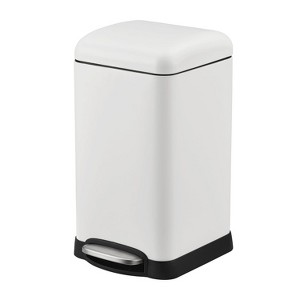 Stainless Steel Trash Can, 3.2 Gallon Garbage Can with Soft-close Lid, Fingerprint Resistant Step-on Waste Bin with Removable Inner Bucket, Black - 1 of 4