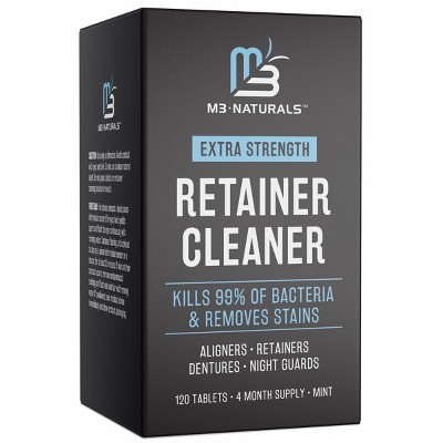 Mint Retainer Cleaner, M3 Naturals, Extra Strength Cleaning Tablets for Retainers, Dentures, Night Guards, Kills 99% of Germs & Removes Stains
