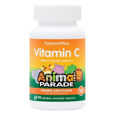 Animal Parade Sugar-Free Vitamin C Orange Juice Flavor Children's Chewables by Nature's Plus  -  90 Tablets