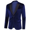 Men's Velvet Blazer One Button Solid Slim Fit Wedding Blazer Luxury Velour Suit Jacket for Dinner Prom Party - 2 of 4