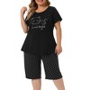Women's Plus Size Sleeve Cute Pattern Print with Polka Dots Pattern Shorts Pajama Sets - Agnes Orinda - 2 of 4