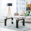 Syemin Side Table Double Layer Coffee Table with Stylish Glass Tabletop for Living Room Terrace Bedroom, Clear, 39.37"*23.62"*17.7" - 4 of 4