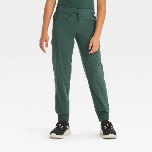 Girls Woven Cargo Jogger Pants All In Motion Forest Green Xxl Target