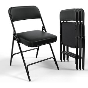 VINGLI Padded PU Folding Chairs with Thick Seat Cushion, Comfortable Foldable Chairs, Party, Dinning, Black, 4 Pack - 1 of 4