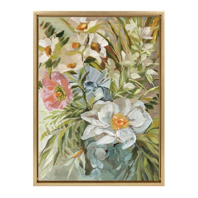 Gold Framed Floral Bouquet Canvas Wall Art, 18 x 24