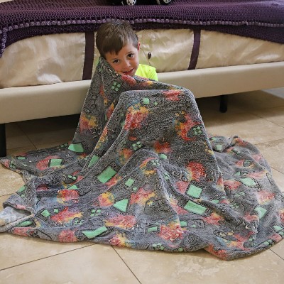 Glow-in-the-Dark Gamer Fleece Blanket for Boys