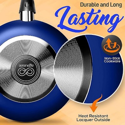 20-Piece Blue Non-Stick Aluminum Cookware Set