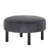 27.56" Round Ottoman, Plush Faux Rabbit Fur Footrest with Solid Wood Legs in Black/Cow Color, 27.56"x27.56"x15.51"H - 3 of 4