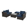 Sapphtopaz Patio Furniture Set Wicker Woven Outdoor Conversation Chairs with Cushions and Square Coffee Table for Outdoor, Terrace - 3 of 4