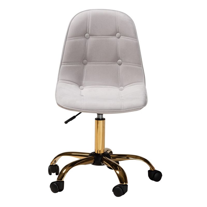 Baxton Studio Kabira Contemporary Glam and Luxe Velvet Fabric and Metal Swivel Office chair, 3 of 11
