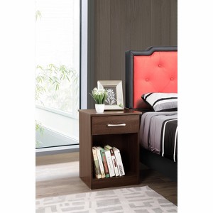 HomeStock Wenge Nightstand with Rich Finish, 24x18x16 Compact Bedside Table for Bedroom Storage, Lamps and Essentials - 1 of 4