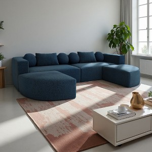 115" Boneless Modular Curved Sectional Sofa, Deep Seats - 1 of 4