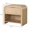 28" Natural Transitional Nightstand with Drawer and Shelf, Rounded Corners, Felt-Lined Storage for Bedroom -3irtyhousy - 4 of 4