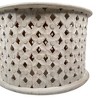 Royal Hampton 28" Artisanal Round Mango Wood Coffee Table, Intricate Diamond Lattice Cut Out Frame - 2 of 4