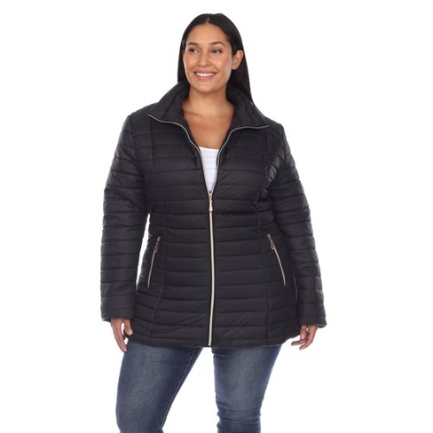 Plus Size Puffer Coat Black 2x - White Mark : Target