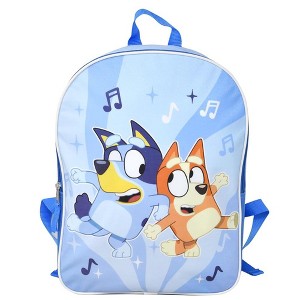 Mochila escolar para niños Bluey y Bingo 16" de nylon azul para niñas y niños de 3+ años