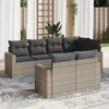 vidaXL Patio Sofa Set with Cushions Outdoor Furniture 7 Piece Poly Rattan - Gray - 2 of 4