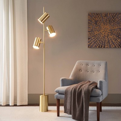 Alta Adjustable Gold Metal Floor Lamp with 3 LED Bulbs