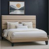 Bed Frame with Upholstered Headboard, Wooden Slats Support Black Mattress Foundation - 3 of 4
