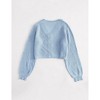 Women's Chunky Cardigan Sweater with Front Button Lantern Sleeves Knit Shrugs - 2 of 4