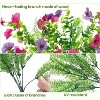 Outdoors 30 Bundles Silk Artificial Flowers with Ferns, UV-Resistant Faux Plant, Spring Summer Decor for Planter Porch Patio Yard - 3 of 4